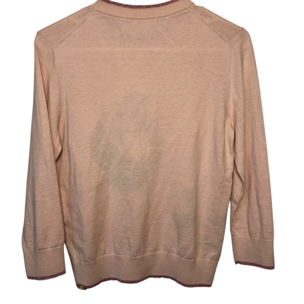 Kate Spade Cameo Pink Embroidered Floral Cotton/Cashmere Sweater, Size Small - Picture 4 of 11